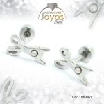 Zarcillo de Acero - Bebé Circón - Plateado - Tijera - 840661