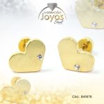 Zarcillo de Acero - Bebé Circón - Dorado - Corazón - 840678