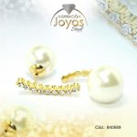 Zarcillo de Acero Variado Doble Aleación Perla Dorado Esfera - 840689