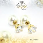Zarcillo de Acero Variado Doble Aleación Perla Dorado Esfera - 840691