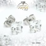 Zarcillo de Acero - Aleación Circón - Plateado - Solitario - 840692