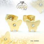 Zarcillo de Acero - Aleación Circón - Dorado - Mariposa - 840693