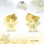 Zarcillo de Acero - Aleación Circón - Dorado - Estrella - 840694