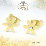 Zarcillo de Acero - Aleación Circón - Dorado - Flor - 840696