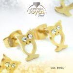 Zarcillo de Acero - Aleación Circón - Dorado - Buho - 840697
