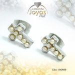 Zarcillo de Acero - Aleación Sintetico - Plateado - Cruz Blanco - 840699