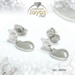 Zarcillo de Acero Variado Plateado Gato - 840704