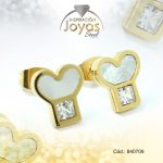 Zarcillo de Acero - Aleación Nacar - Dorado - Corazón - 840709