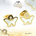 Zarcillo de Acero - Aleación Nacar - Dorado - Mariposa - 840711