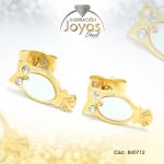 Zarcillo de Acero - Aleación Nacar - Dorado - Buho - 840712