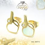 Zarcillo de Acero - Aleación Nacar - Dorado - Corazón - 840713