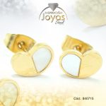 Zarcillo de Acero - Aleación Nacar - Dorado - Corazón - 840715