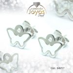 Zarcillo de Acero - Aleación Nacar - Plateado - Mariposa - 840717