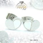 Zarcillo de Acero - Aleación Nacar - Plateado - Corazón - 840719