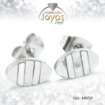 Zarcillo de Acero - Aleación Nacar - Plateado - Óvalo - 840720