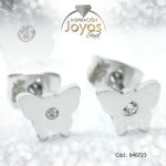 Zarcillo de Acero - Aleación Circón - Plateado - Mariposa - 840723