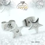 Zarcillo de Acero - Aleación Circón - Plateado - Estrella - 840724