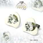 Zarcillo de Acero - Aleación Circón - Plateado - Corazón - 840730