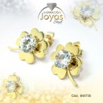 Zarcillo de Acero - Aleación Circón - Dorado - Flor - 840735