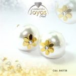 Zarcillo de Acero - Aleación Perla - Dorado - Flor - 840738