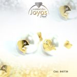 Zarcillo de Acero - Aleación Perla - Dorado - Delfín - 840739
