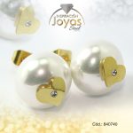 Zarcillo de Acero - Aleación Perla - Dorado - Corazón - 840740