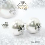 Zarcillo de Acero - Aleación Perla - Plateado - Flor - 840741