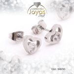 Zarcillo de Acero - Aleación Circón - Plateado - Corazón - 840743