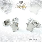 Zarcillo de Acero - Aleación Circón - Plateado - Estrella - 840746