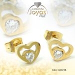 Zarcillo de Acero - Aleación Circón - Dorado - Corazón - 840748