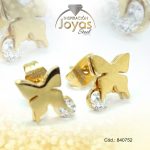 Zarcillo de Acero - Aleación Circón - Dorado - Mariposa - 840752