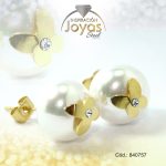 Zarcillo de Acero - Aleación Perla - Dorado - Mariposa - 840757