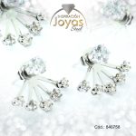 Zarcillo de Acero Colgante Circón Plateado Línea - 840758