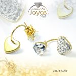Zarcillo de Acero Colgante Micro Circón Dorado Corazón - 840765