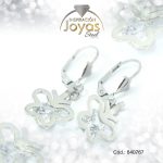 Zarcillo de Acero Colgante Circón Plateado Mariposa - 840767