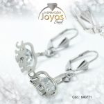 Zarcillo de Acero Colgante Circón Plateado Elefante - 840771