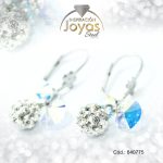 Zarcillo de Acero - Colgante Micro Circón - Plateado - Esfera - 840776