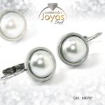 Zarcillo de Acero Colgante Perla Plateado Círculo - 840787