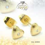 Zarcillo de Acero - Aleación Circón - Dorado - Corazón - 840804