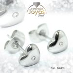 Zarcillo de Acero - Aleación Circón - Plateado - Corazón - 840805