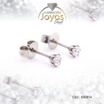 Zarcillo de Acero - Aleación Circón - Plateado - Solitario - 840814