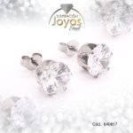 Zarcillo de Acero - Aleación Circón - Plateado - Solitario - 840817