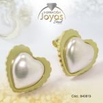 Zarcillo de Acero - Aleación Perla - Dorado - Corazón - 840819