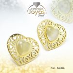 Zarcillo de Acero - Aleación Nacar - Dorado - Corazón - 840826