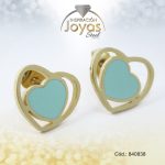 Zarcillo de Acero - Aleación Esmalte - Dorado - Corazón Verde - 840838
