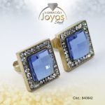 Zarcillo de Acero - Aleación Circón - Dorado - Rombo Azul - 840842