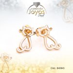 Zarcillo de Acero - Aleación Esmalte - Dorado - Gato Blanco - 840843