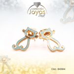 Zarcillo de Acero - Aleación Esmalte - Dorado - Gato Verde - 840844