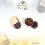 Zarcillo de Acero - Aleación Circón - Dorado - Círculo Negro - 840851