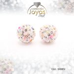 Zarcillo de Acero Esfera Micro Circón Plateado Multi Color - 840852